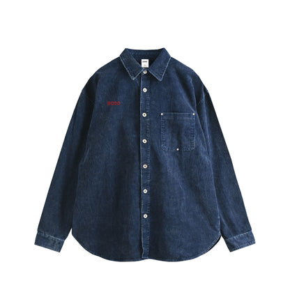 インディゴコーデュロイシャツ（刺繍8020ロゴ） indigo image